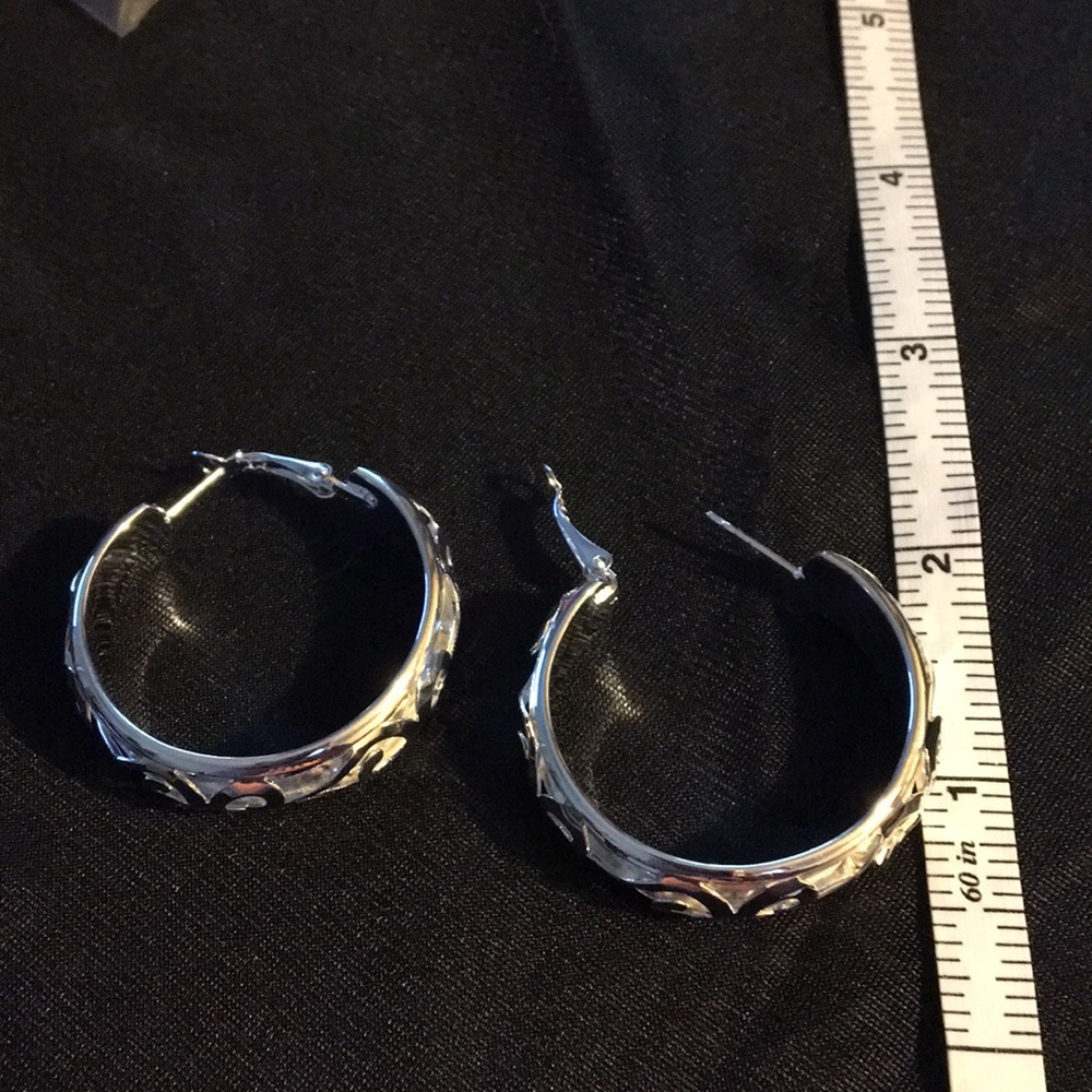 Silver Hoop Earrings 1-1/2”
